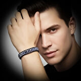 Moncuk Design Orijinal Deri, Lapis Doğaltaş ve 316L Titanyum Çelik Erkek Bileklik 33512B22D10