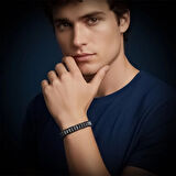 Moncuk Design Orijinal Deri, Lapis Doğaltaş ve 316L Titanyum Çelik Erkek Bileklik 33512B22D10