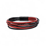 Moncuk Design Erkek Bileklik | Kırmızı Siyah Çoklu Katmanlı Tasarım 33513B13D1