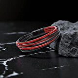 Moncuk Design Erkek Bileklik | Kırmızı Siyah Çoklu Katmanlı Tasarım 33513B13D1