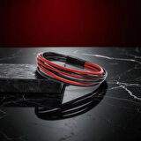 Moncuk Design Erkek Bileklik | Kırmızı Siyah Çoklu Katmanlı Tasarım 33513B13D1