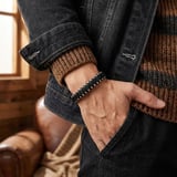 Moncuk Design Damla Çelik Siyah Zincir Deri Dolama Erkek Bileklik 33514B1D5