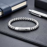 Moncuk Design  Tekli 4mm Arnavut Model Çelik Zincir Erkek Bileklik – Çelik Kilitli 33515B2D6