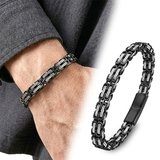 Moncuk Design Çiftli Siyah-Beyaz 4mm Kral Model Çelik Zincir Erkek Bileklik – Çelik Kilitli 33515B2D8
