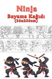 Ninja Temalı Dev Boyama Kağıdı 2,5 Metre Rulo Boyama Kağıdı - Çocuk Eğitici Boyama