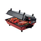 Büyük Elektrikli Izgara I 45x30 cm I Mangal Barbekü Balık Kebap I Emaye Gövde ve Tepsi I 1100W