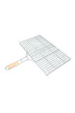 Ahşap Ağaç Saplı Kafesli Çelik Tel Izgara Mangal Barbekü Yemek Pişirme Teli 22 X 36 Cm