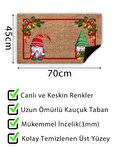 Sevimli Cüceler Yılbaşı Kapı Önü Paspası Yılbaşı Dekoru Dış Mekan ve Ev İçi Paspas 45x70cm
