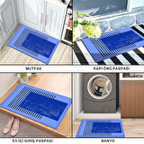 Monnhein Kapı Önü Paspası - Modern ve Şık Kapı Paspası | Ev, Ofis ve Dış Mekân Kullanımı İçin (Mavi Minimal)