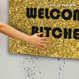 Monnhein Kapı Önü Paspası - Modern ve Şık Kapı Paspası | Ev, Ofis ve Dış Mekân Kullanımı İçin (Gold Welcome B.)