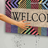 Monnhein Kapı Önü Paspası - Modern ve Şık Kapı Paspası | Ev, Ofis ve Dış Mekân Kullanımı İçin (Renkli Geometrik Welcome)