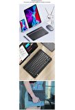 QASUL IPad Xiaomi Samsung Huawei Tablet Laptop Uyumlu Bluetooth Bağlantılı Klavye+Mouse Set