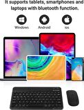 QASUL IPad Xiaomi Samsung Huawei Tablet Laptop Uyumlu Bluetooth Bağlantılı Klavye+Mouse Set