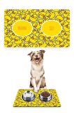 Sarı Ördek Köpek Mama Altlığı Mama Paspası Köpek Mama Eğitim Paspası 50x35cm