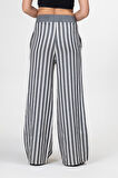 Bold and Young Beli Lastikli Çizgili İpliği Boyalı Bol Palazzo Pamuklu Pantolon