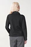 Bold & Young Kadın Pamuk Likralı Kumaş İle Krınkıl Tekno Kumaş Kombinli Fermuarlı Sweatshirt Ceket