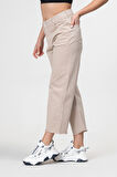 Kadın Bol Paça Beş Cepli Paça Saçaklı Likralı Pamuklu Pantolon