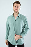 Mevsimlik Keten Dokulu Uzun Kollu Oversize Erkek Gömlek(ÜRÜN GENİŞ KALIPDIR)