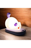 Dokunmatik Sevimli Pati Kedi Modelli USB Şarjlı LED Karikatür Silikon Gece-Masa Lambası