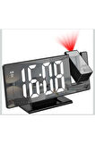 Dijital Çalar Masa Saati, Projektör Ekranlı Erteleme Fonksiyonu Yüksek Ses Ayarlanabilir Parlaklık