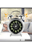 Metal Süper Yüksek Sesli Alarm Saati, Işıklı, Fosforlu, Gece Görünen Kadranlar, Sessiz Saniyeli