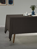 PERLE Antrasit Renk Keten Dokulu Masa Örtüsü