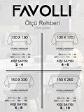 FAVOLLİ Kadife Dokulu Derin Mavi Rengi Masa Örtüsü