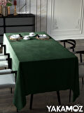 Yakamoz Sarmaşık Yeşili Kadife Dokulu Masa Örtüsü  Dertsiz Velvet Touch Serisi 