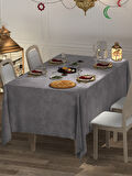 FAVOLLİ Kadife Dokulu Gri Renk Masa Örtüsü