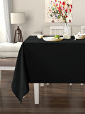 Pastel Siyah Renk Masa Örtüsü Kadife Dokulu Leke Tutmaz