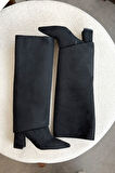 Kadın Wanda Tak Çıkar Çizme - Siyah Süet