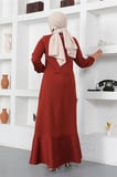 Dikiş Detaylı Elbise KİREMİT
