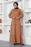 Dikiş Detaylı Elbise TABA