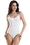 Kadın Beyaz Ayar Askılı Çıtçıtlı Body Korse 1135