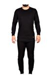Unisex Siyah Alt Üst Takım Termal Içlik Bere Hediyeli