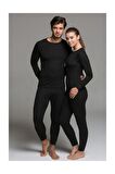 Unisex Siyah Active Ribana Yetişkin Termal İçlik Takım