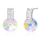 Swarovski Taşlı  Beyaz Yuvarlak Küpe (Altın Kaplama)