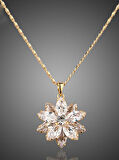 Monemel Swarovski  Gold Çiçek  Kolye (Altın Kaplama)