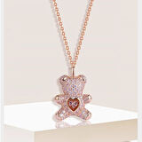 Kristal Rose Teddy Bear Kolye (Altın Kaplama) SEVGILIYE HEDIYE