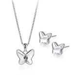 Monemel Kristal Beyaz Taşlı Kelebek Kolye Küpe Set (Altın Kaplama)