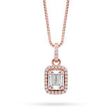 Monemel Kristal Taşlı Rose Gold Gümüş Baget Kolye (Altın Kaplama)