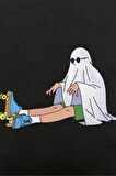 Ghost Unisex Siyah Oversize Baskılı Tişört - Şık ve Rahat