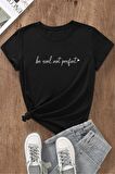 Perfect Unisex Siyah Oversize T-Shirt - Özgün Baskı ve Geniş Kesim