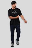 Hustle Unisex Siyah Oversize T-Shirt - Özgün Baskı ve Geniş Kesim