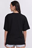 Grace Siyah Oversize Baskılı T-Shirt - Unisex