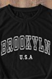 Brookyln Unisex Siyah Oversize Baskılı Tişört - Şık ve Rahat