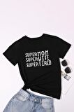 Super Mom Unisex Siyah Oversize T-Shirt - Özgün Baskı ve Geniş Kesim