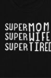 Super Mom Unisex Siyah Oversize T-Shirt - Özgün Baskı ve Geniş Kesim