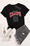 Champs Siyah Oversize Baskılı T-Shirt - Unisex