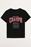 Champs Siyah Oversize Baskılı T-Shirt - Unisex
